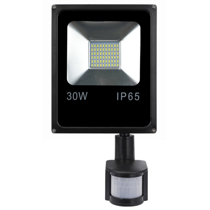 Ultratynd led projektør 10w 20w 30w 50w spotlight med pir bevægelsessensor vandtæt 100w udendørs led søgelys pir