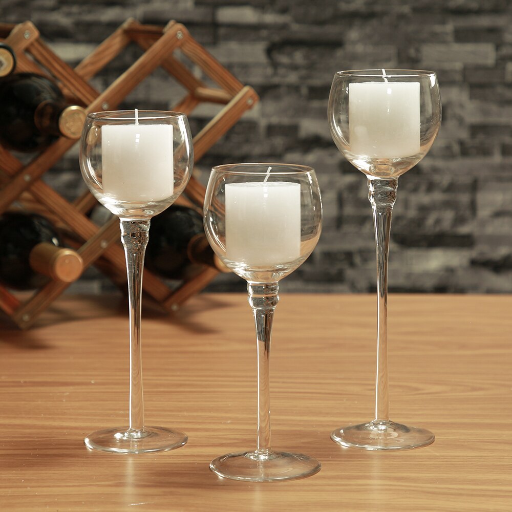 3PCS Set Crystal Glass Candle Holder Candelabro De Vela Crystal Centerpieces Votive Candle Holders