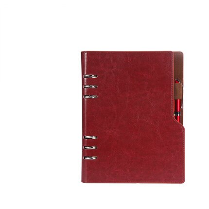 Anteckningsbok  a5 b5 läder bullet journal årsplanerare spiral agenda personlig dagbok pärm fickorganisatör för pappersvaror: Vin, röd / A5
