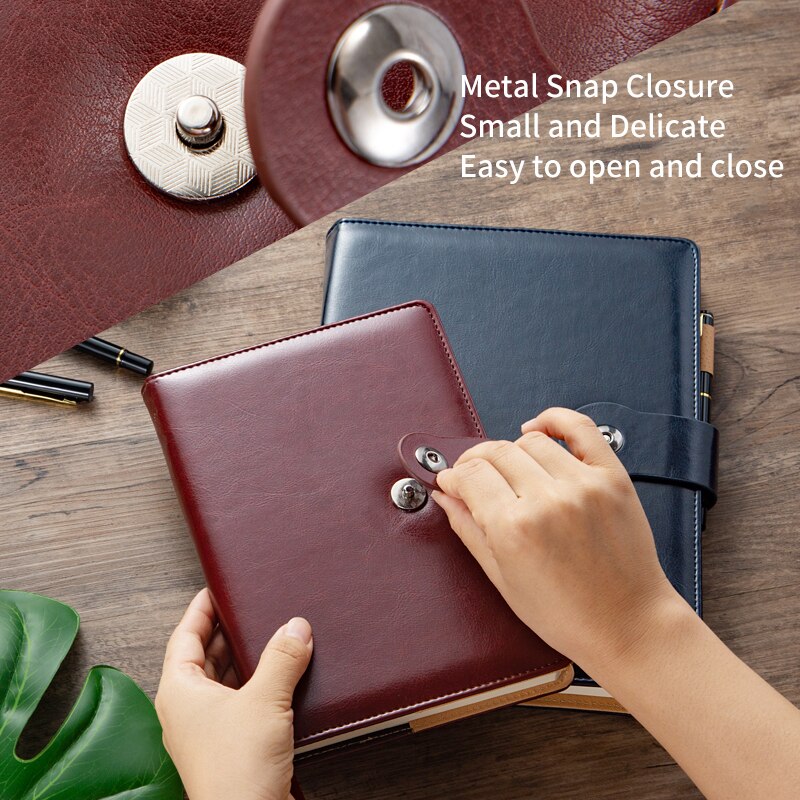 A5 Hardcover Business Brown Ring Binder Journal Magnetic Closure Blue B5 Notebooks Top Grade Lined Leather Planner