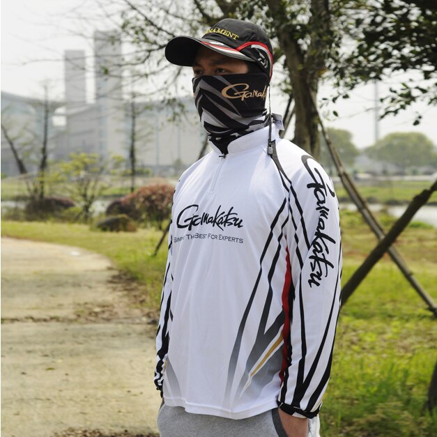 Gamakatsu-chemise de pêche en tissu respirant, Protection solaire, à séchage rapide, ultra mince, Anti-UV: M / WHITE