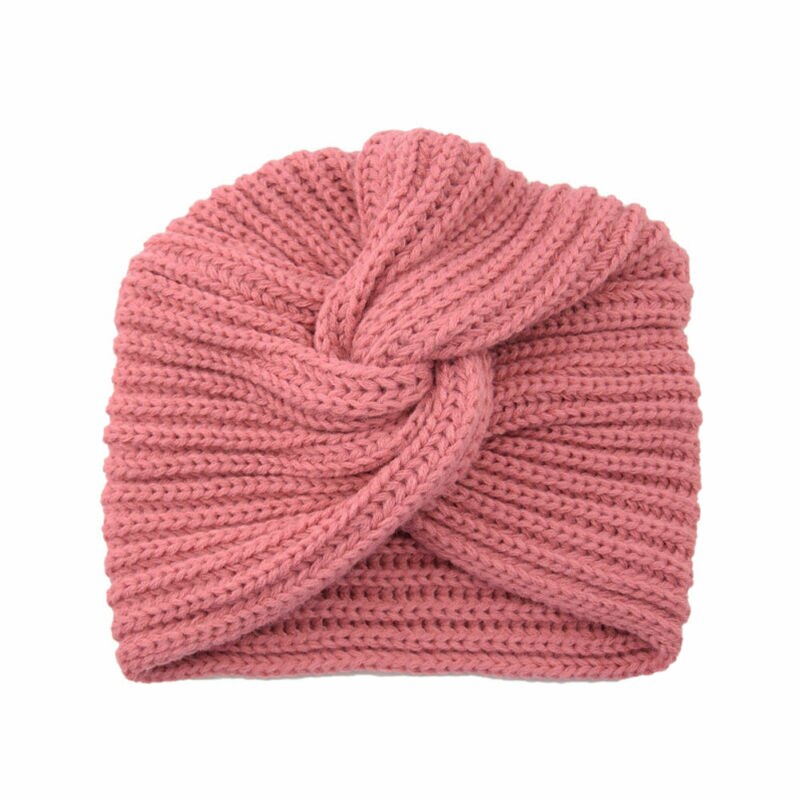 Fshion Women's Ladies Turban Hat Knitted Cap Spring Winter Headwrap Beanie Crochet Beige Black Gray Pink