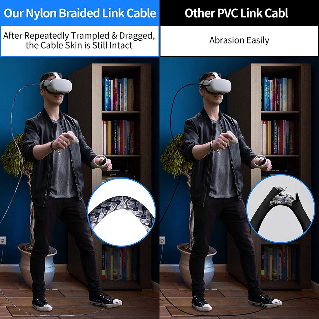 Pour Oculus Quest 2 Lien Câble 5M USB 3.0 Charge rapide Câbles USB 3.0 Type C Transfert De Données USB-A À Type-c Câble Accessoires VR