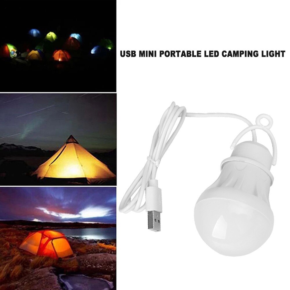 Campinglampe usb drevet bærbar led pære lys energilampe led belysning lejrtelt nat udendørs vandrelys