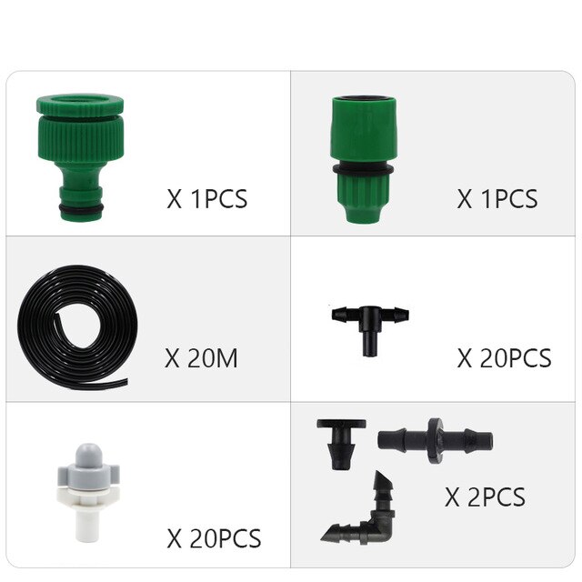 Automatic Micro Drip Irrigation System Garden Irrigation Spray Self Watering Kits with Adjustable Dripper: 20M