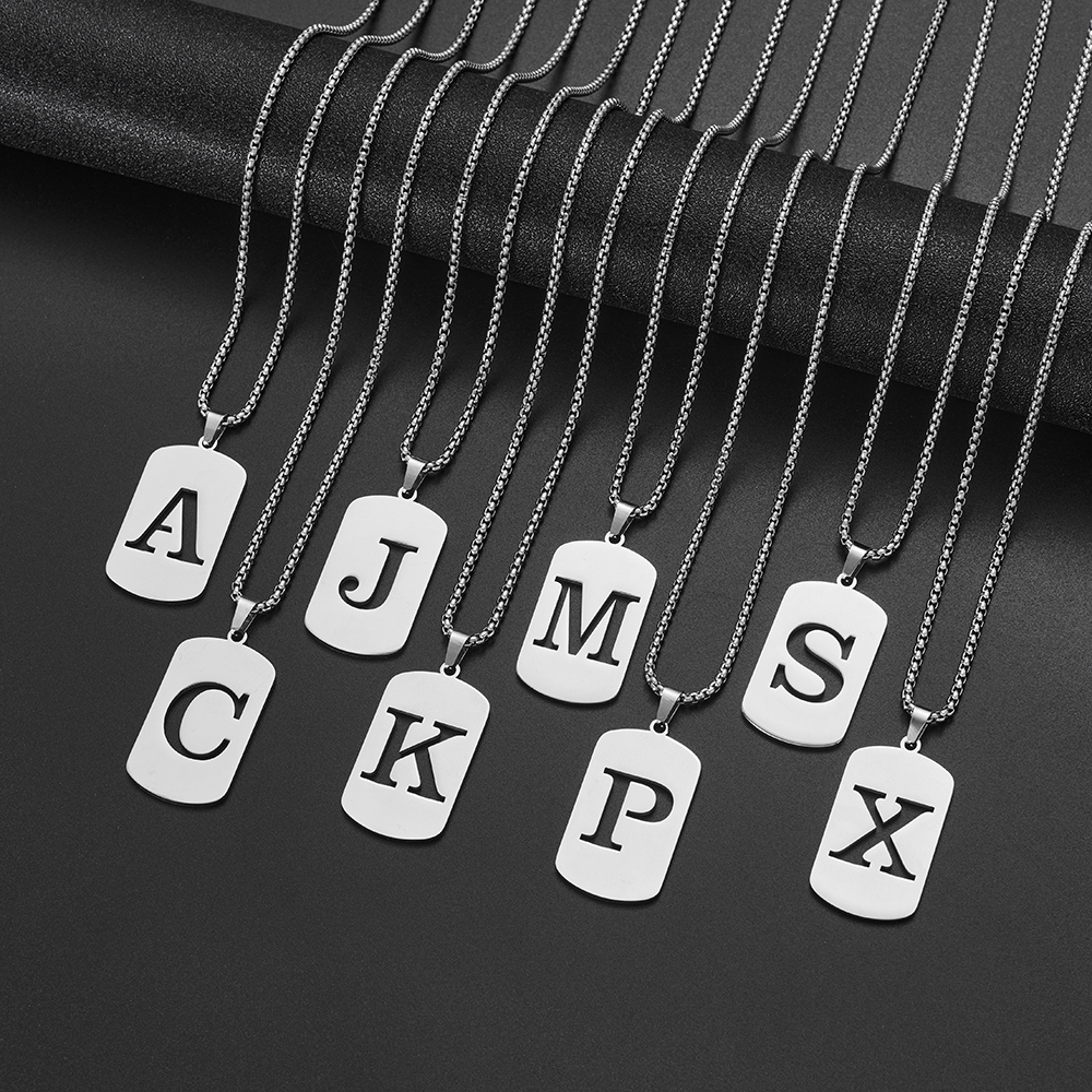 Collar con colgante de letras del nombre inicial para Hombre y mujer, joyería de acero inoxidable con A-Z del alfabeto, delicado, 2024