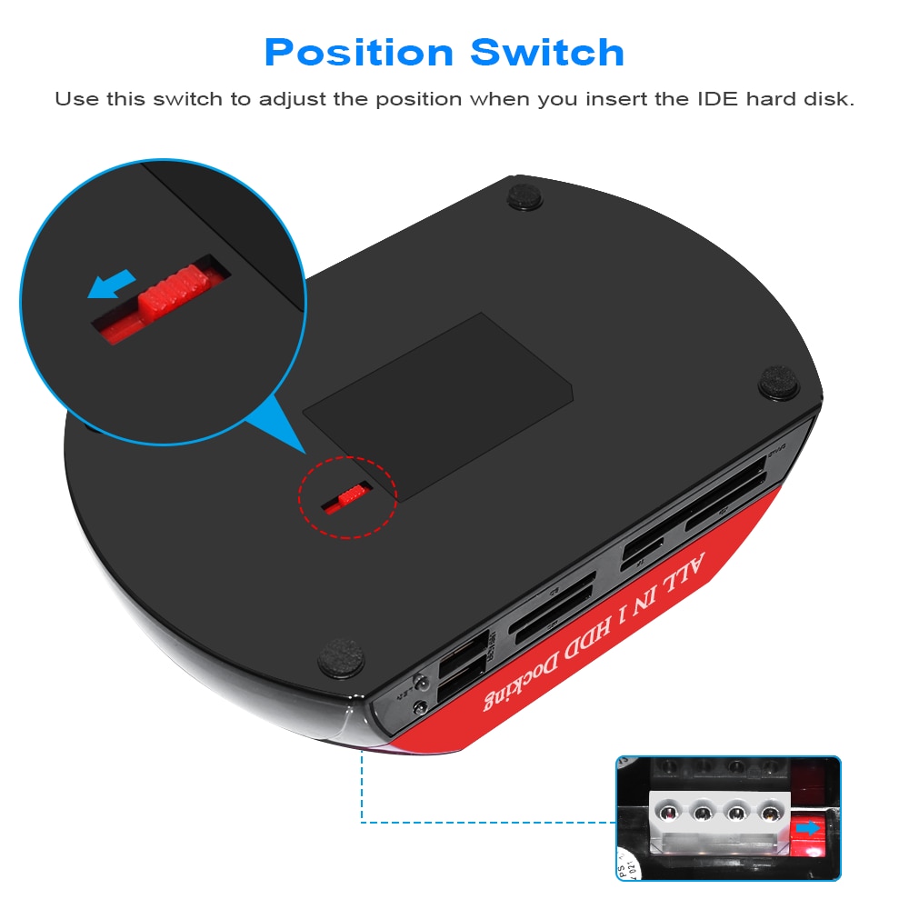 2 IDE 1 SATA USB2.0 Typ C Dual Externe Festplatte 2,5 Zoll 3,5 Zoll Dockingstation One Touch Backup OTB HUB Reader