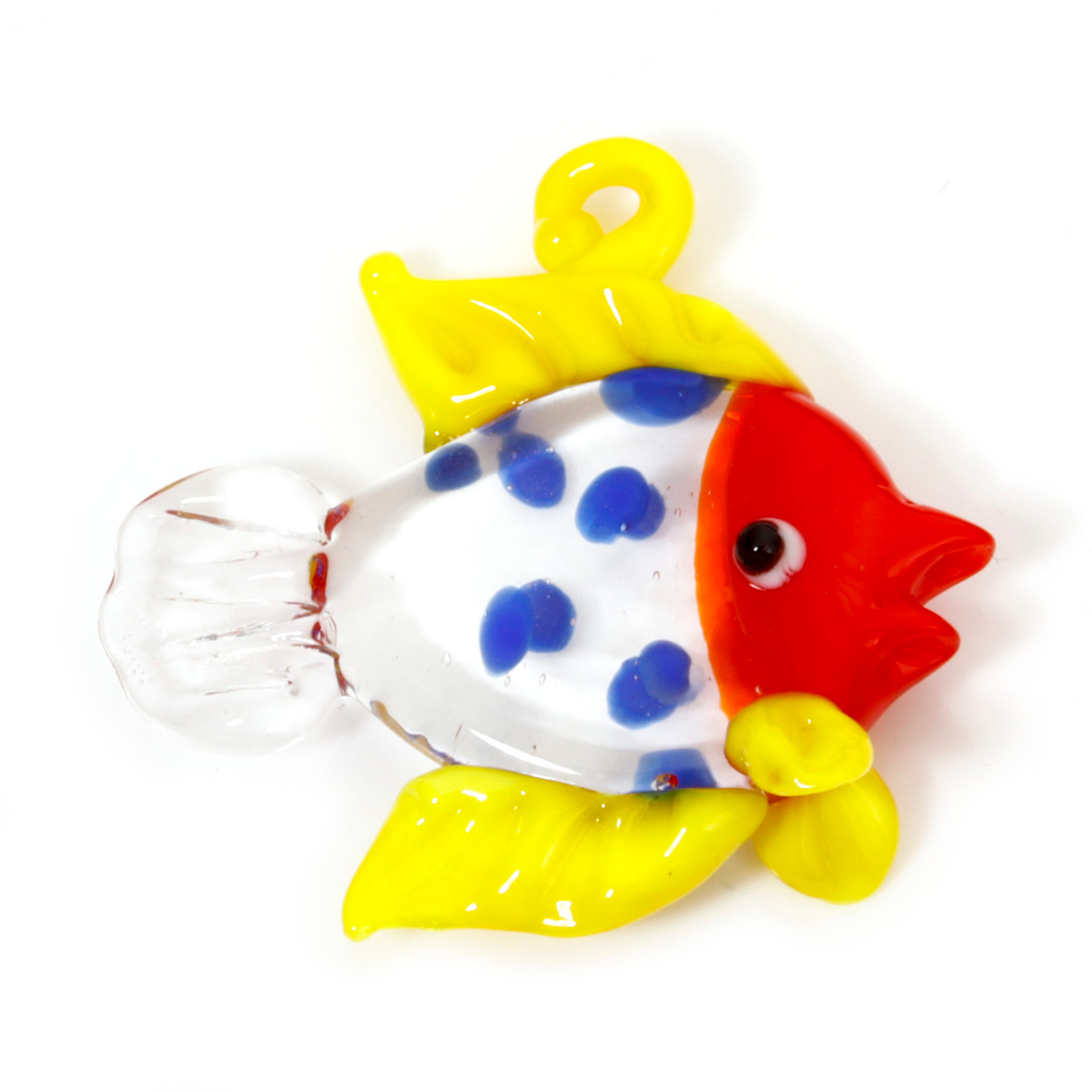 1PCs 3D Tropical Fish Animal Lampwork Ocean Charms For Jewelry Making Tiny Statue Ornaments Aquarium Decor DIY Necklace Pendant: Light Yellow Gold Color