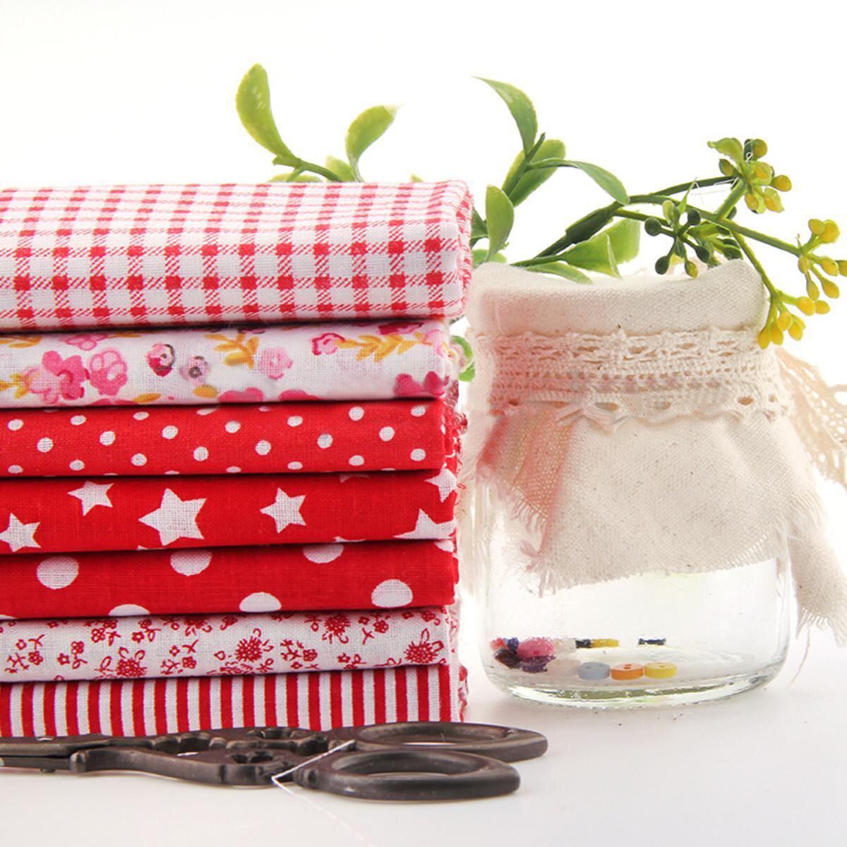 7pcs/SET 25*25cm DIY Assorted Pre-Cut Plain 100% Cotton Quilt Cloths Fabrics For Sewing