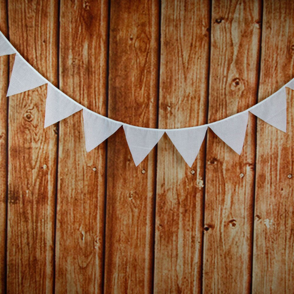 Drapeaux en tissu blanc 1 pièce | 3.2M de long 12 drapeaux, banderole de mariage, décoration de fête d'anniversaire pour enfants, fanion chambre de bébé, drapeaux de prise de photos