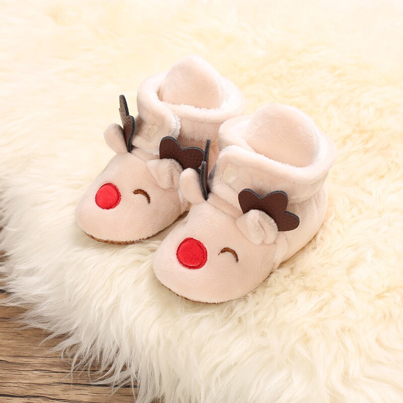 Baby cartoon dieren laarsjes zachte zool winter warme binnenpantoffels peuter eerste loopschoenen met antislip onderkant: Roze / 13