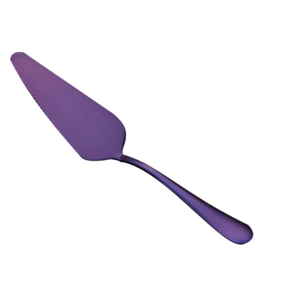 Lanlan fargerik rustfritt stål taggete kant kake server blad kutter pai pizza spade kake spatel bakeverktøy: Lilla