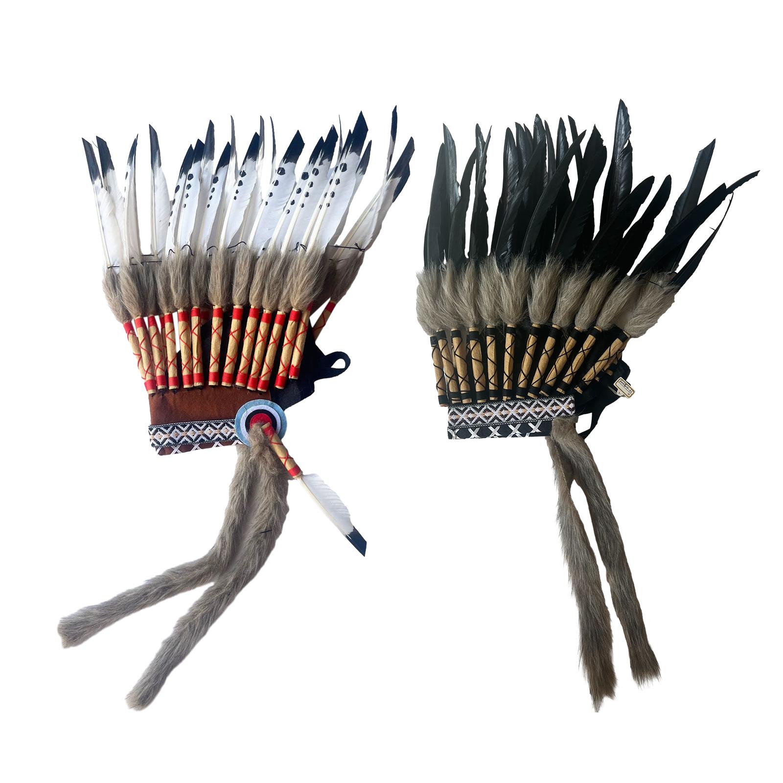 Chief Indian Hat Feather Headdress Costume Men Women Head Accessories Headpiece for Carnival Show Fancy Dress Cosplay Halloween