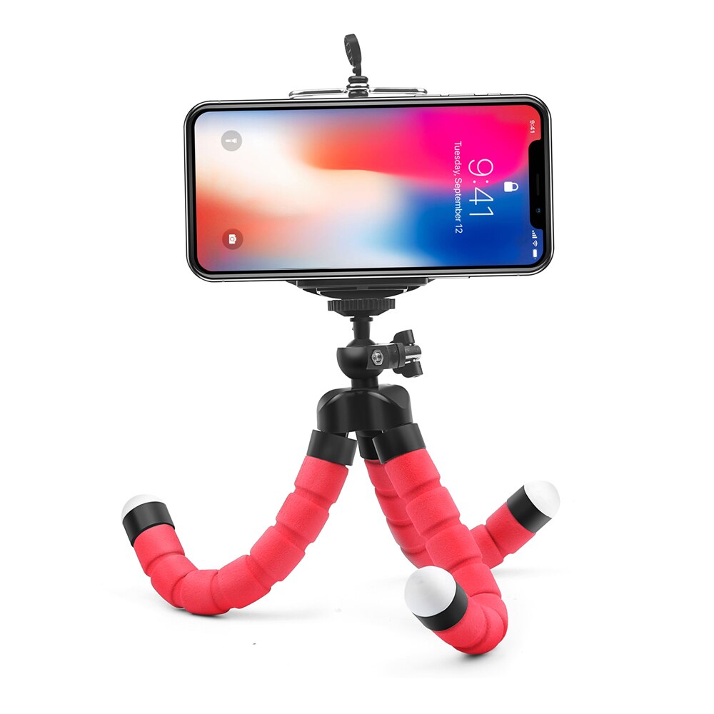 Universal Smartphone Adjustable Mini Flexible Sponge 0ctopus Tripod Portable Stand Mobile Phone Holder For Iphone tripe celular: Red