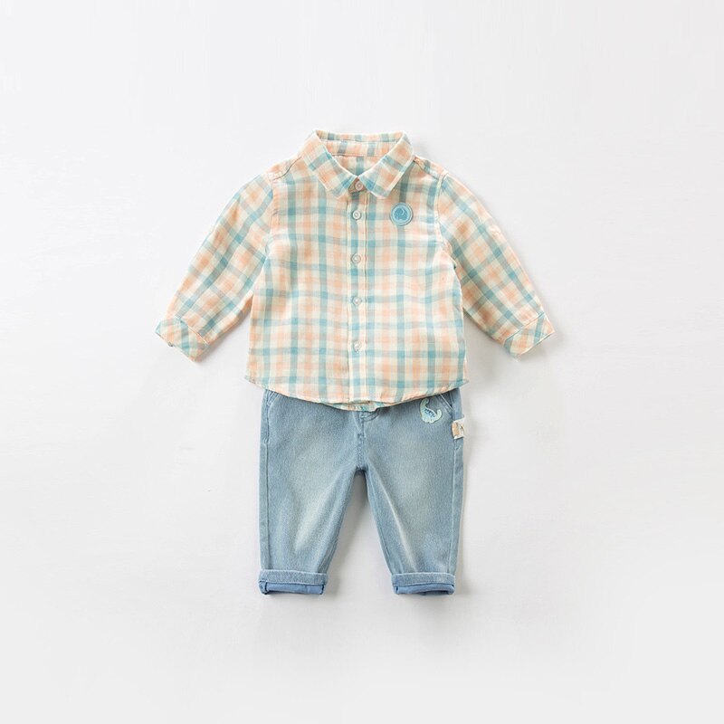 DBX16555 Dave Bella Lente Mode Baby Jongens Plaid Shirts Baby Peuter Tops Kinderen Kleding