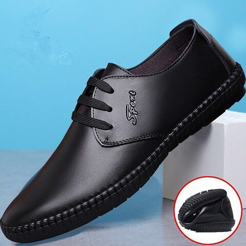 zapatos de cuero para hombre zapatillas de deporte al aire libre para hombre mocasines de hombre Zapatos de para hombre zapatos de cuero casuales para hombres planos: black / EU43(US 9.5)