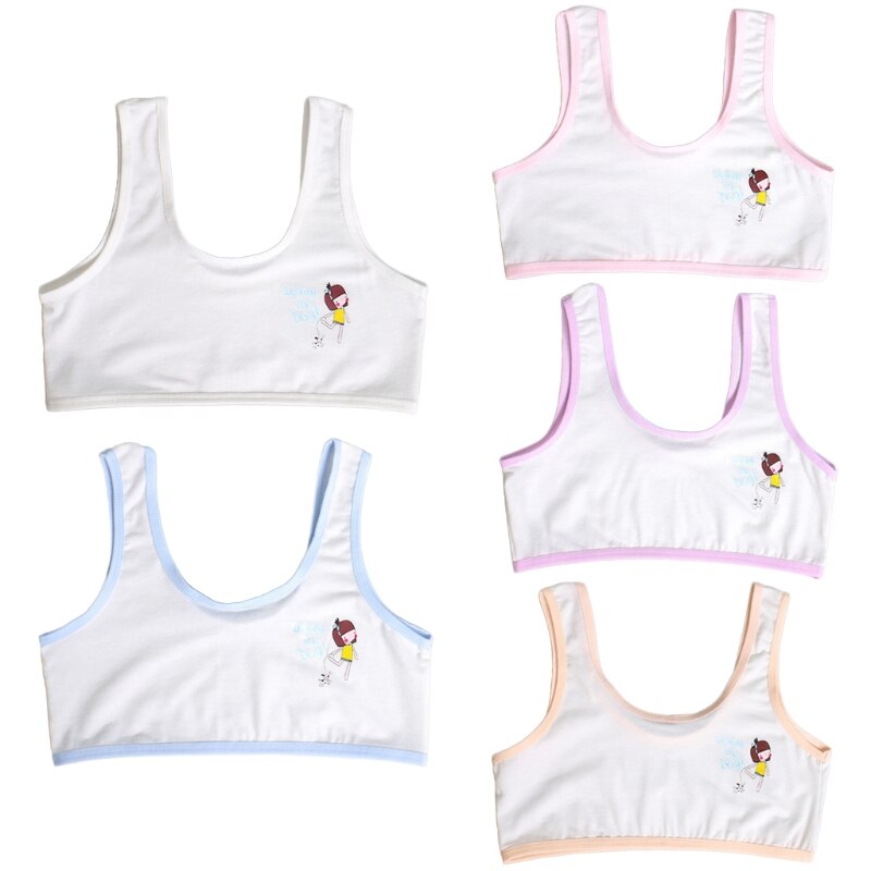 Teenager Baby Girls Lovely Cartoon Print Underwear Training Bra Unpadded Vest
