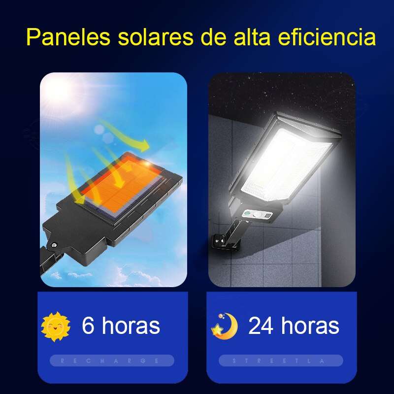 La luz Led Solar más potente para exteriores, 3 modos, luces de calle recargables, lámpara Solar impermeable, lámpara de jardín con Control remoto para exteriores，luces solares superbrillantes para exterior