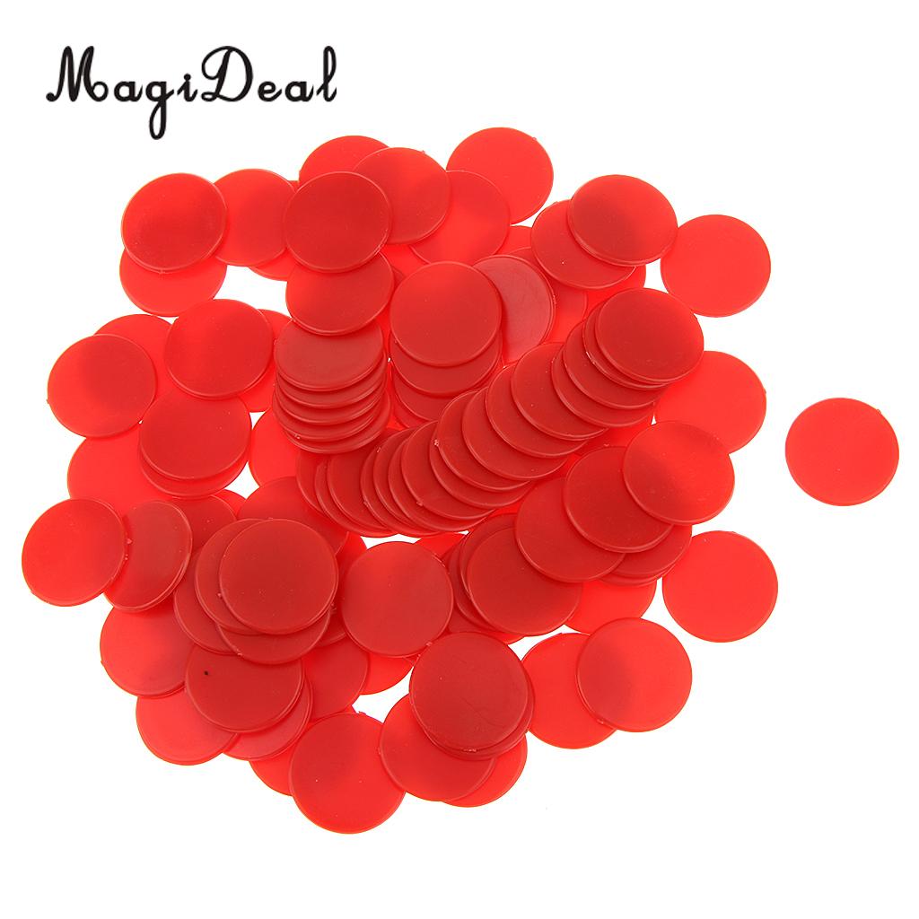 100x 18mm Plastic Counters Board Game Party Table Game Tiddlywinks Teaching Aid Math Counting Toys for Kids Children: Red