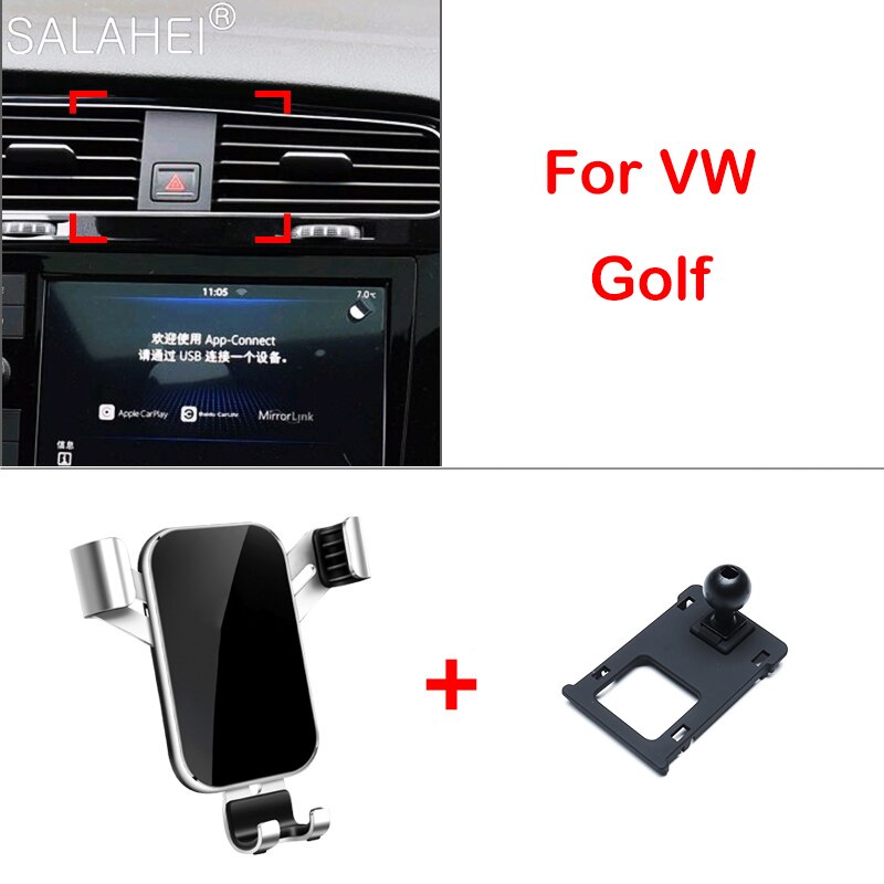 Telefonholder til vw volkswagen golf 7 mk7 luftventilationsmonteret justerbar stativstøtte biltilbehør mobiltelefonholder