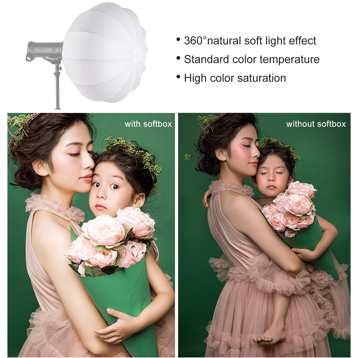 Liv af foto 65cm/ 25.6in lanterne stil sammenklappelig softbox belysning modifikatorer rund form kugleformet blød boks lys tilbehør