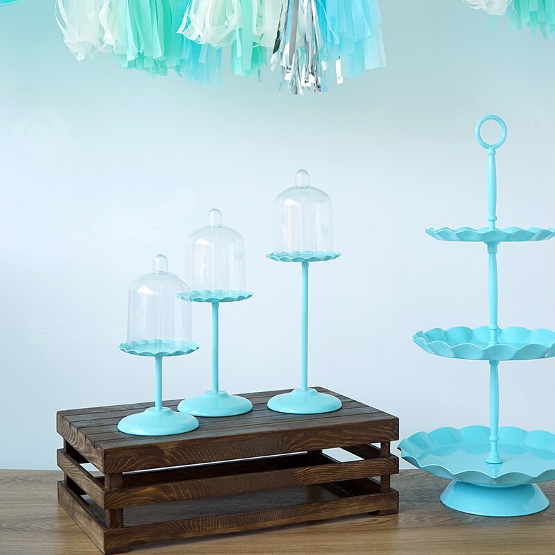 Blue cake stand high foot metal iron cake tools for dessert table decoration wedding party suppliers sweet baking love