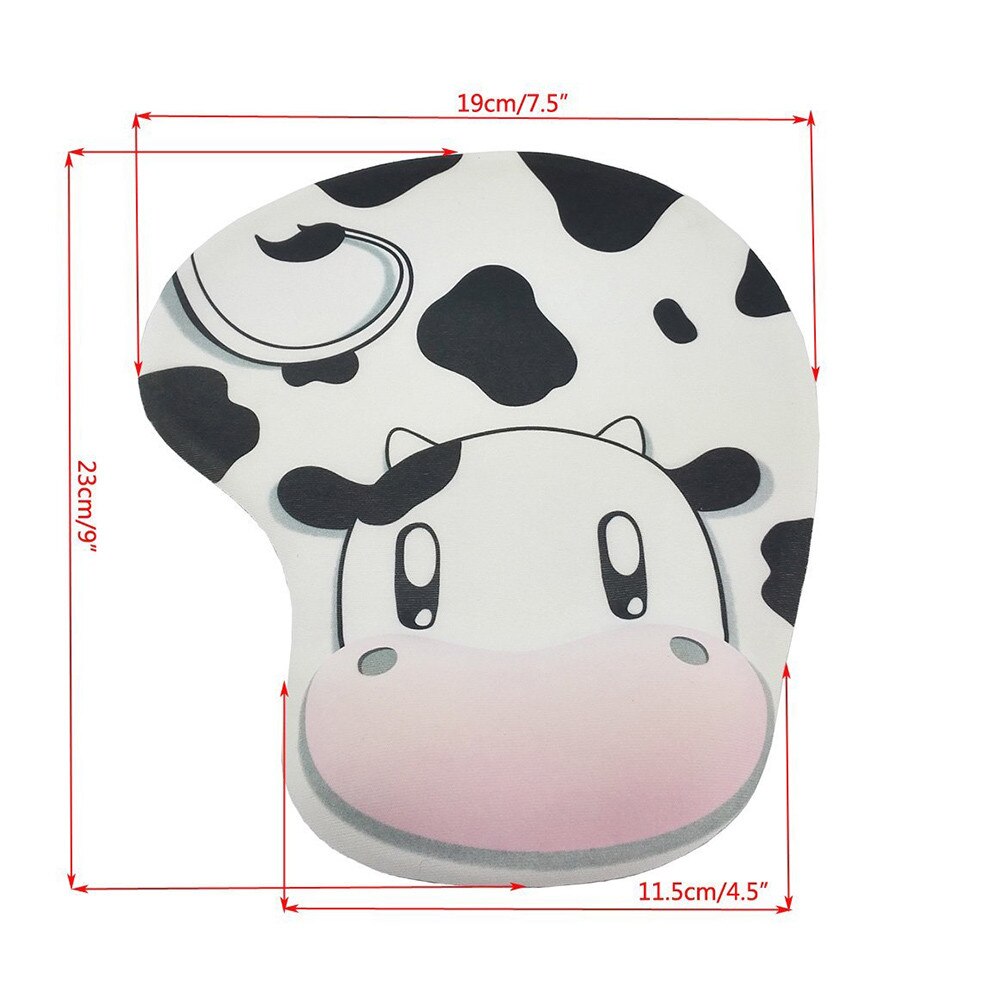 Cute Cow Anti-Slip Computer Mouse Pad Mat with Gel Wrist Support for PC Macbook Laptop Accessories 0A