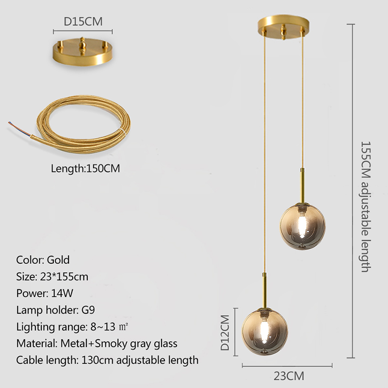 Nordic Glas Ball Anhänger Lichter Spannung 110V 220V Wohnkultur Esszimmer Schlafzimmer Nachttisch Ecke Hängen Lampen für Decke: Licht Gelb / green
