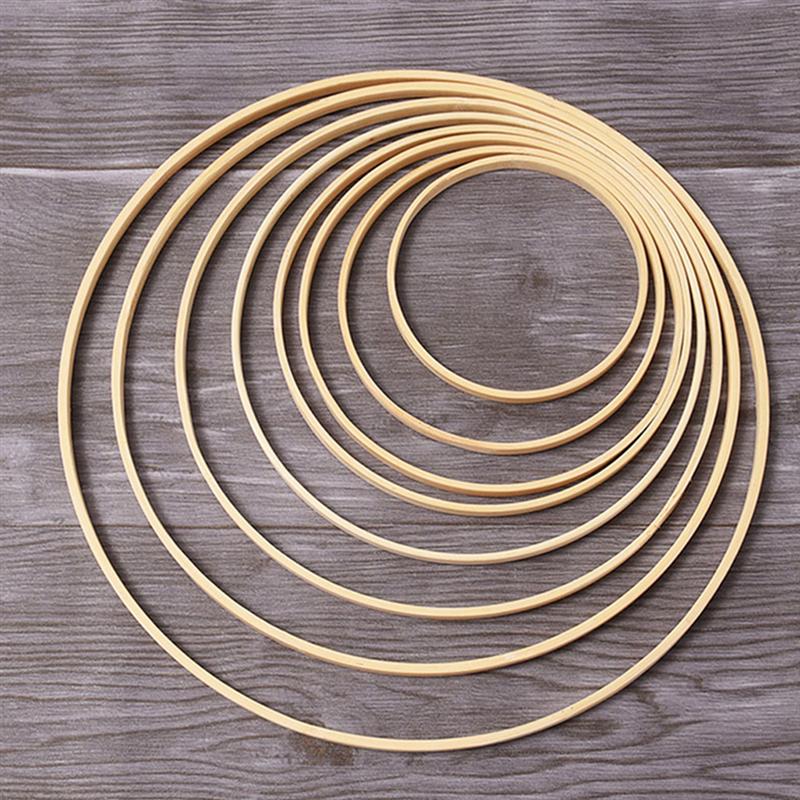 Houten Macrame Ring Bloemen Dream Catcher Cirkel Diy Bamboe Ronde Fan Ring 12.5/18/20/23 Cm