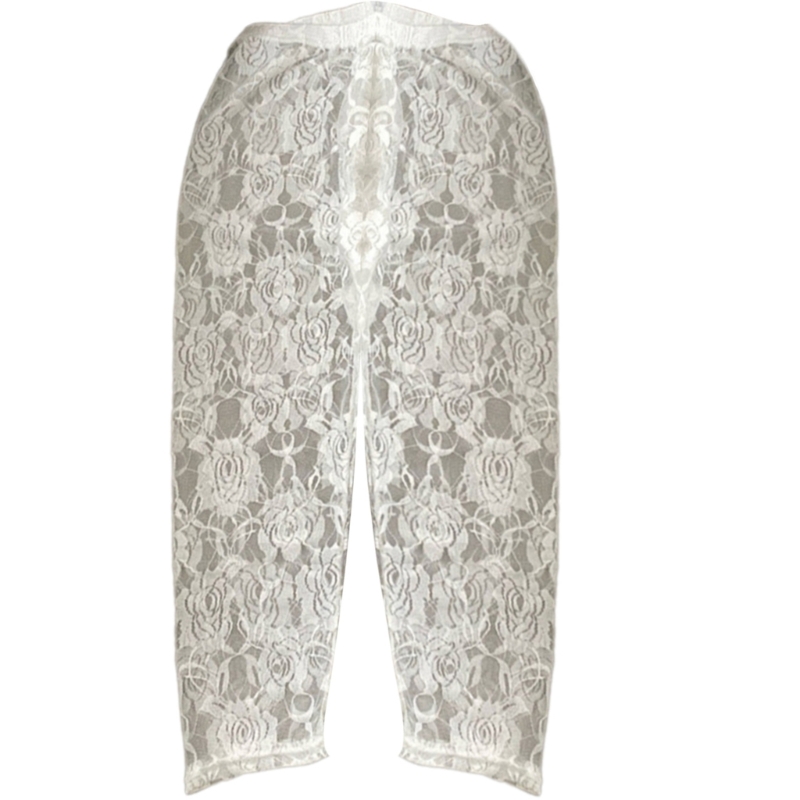 Dames shorts met hoge taille, bloemenkant, doorschijnend, cropped broek, uitgehold, doorschijnend, dunne capri legging, onderbroek