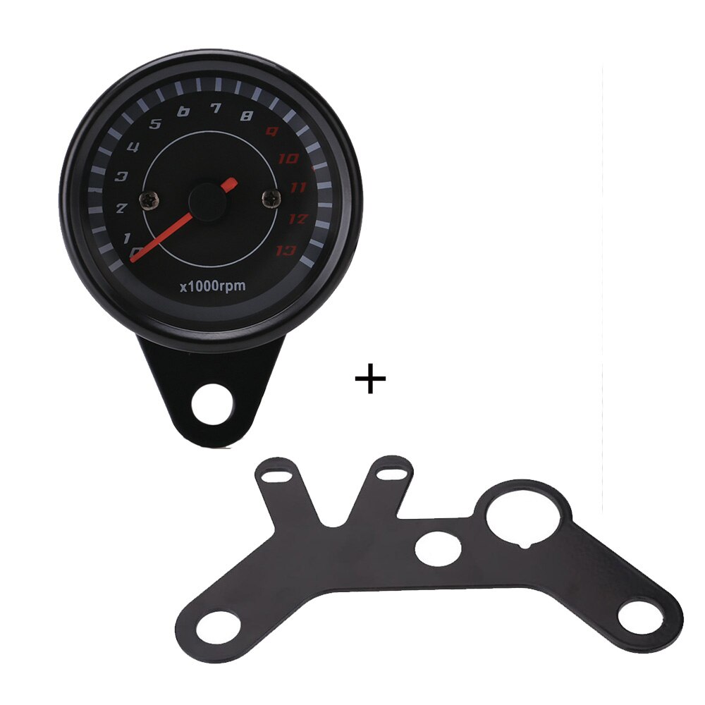 12V Universal Motorcycle Tachometer Tacho Gauge Speedometer with LED Backlight Night Light Motorbike Moto Instrument Accessories: With Bracket-B