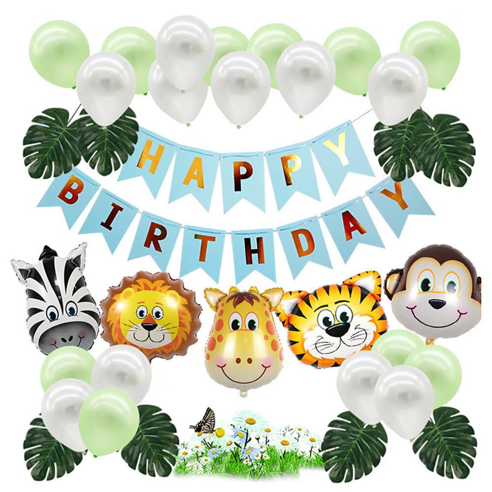 Kinderfeestdecoratie ballonnenset met bosdieren en zeethema, decoratie-accessoires, kleurrijke ballonnendecoratieset: Groente