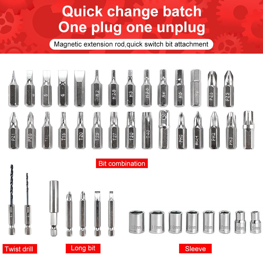 Elektrisk skruetrækker 4.8v bærbare batteridrevne boremaskiner 45 bits