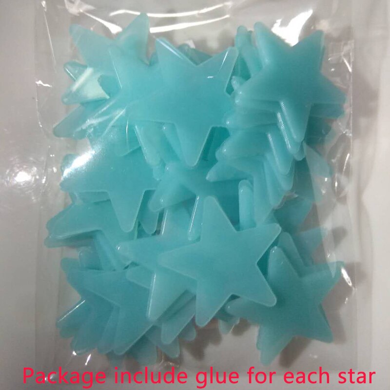 Gwiazdy pcv świecące naklejki Luminous w ciemna noc fluorescencyjne na ścianę Art 3D naklejki domu dla dzieci sufit pokoju przełącznik dekoracyjny: blue / 25pcs
