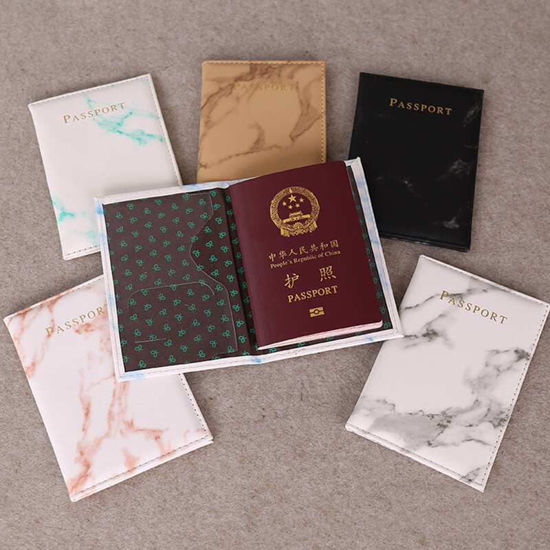 Unisex Passport Cover Marble Style Leather ID Credit Card Cover Passport Holder Women Men Packet Travel Wallet Purse Pouch