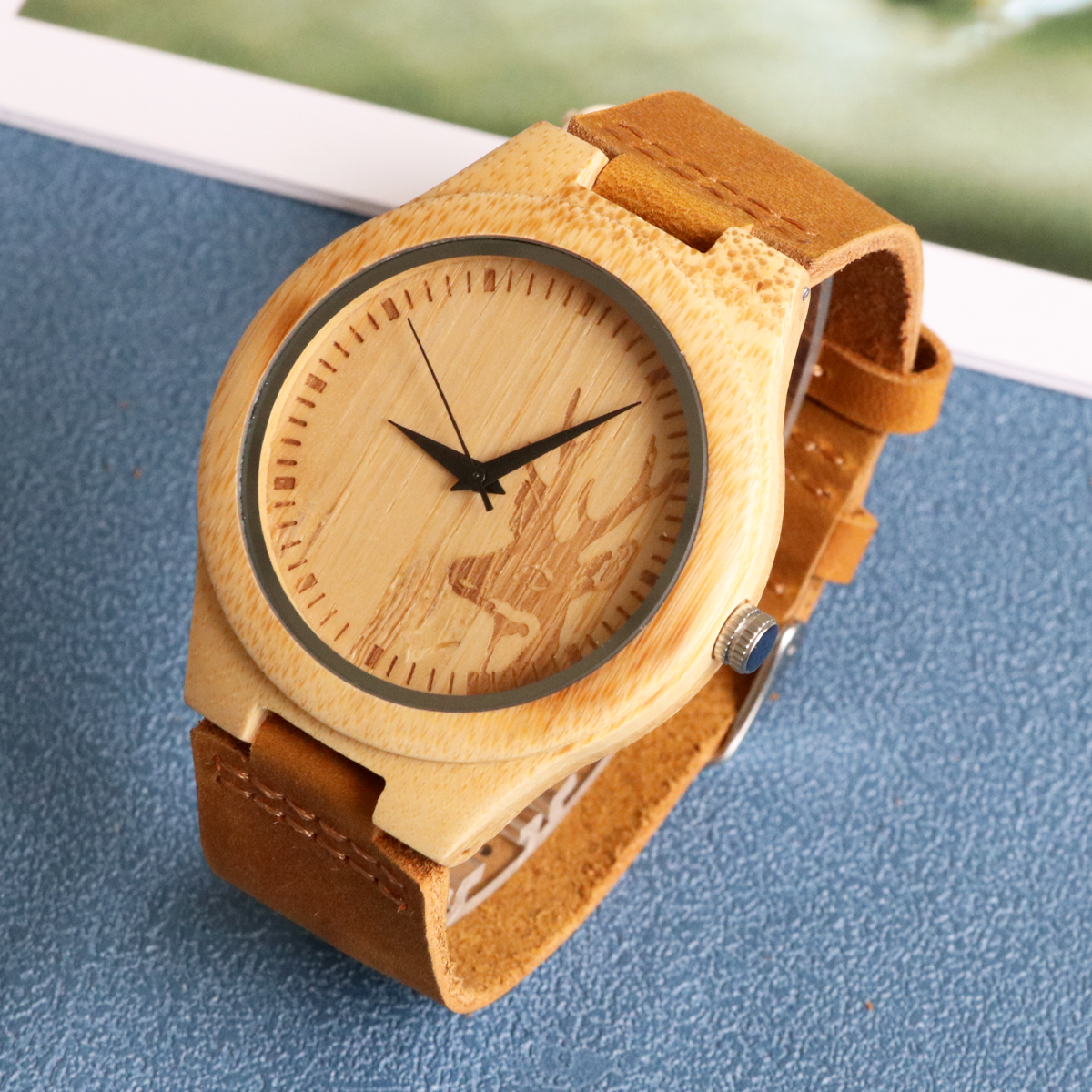 Træarmbåndsur til mænd klassisk træur læderurrem kvarts armbåndsure træur til mænd reloj hombre