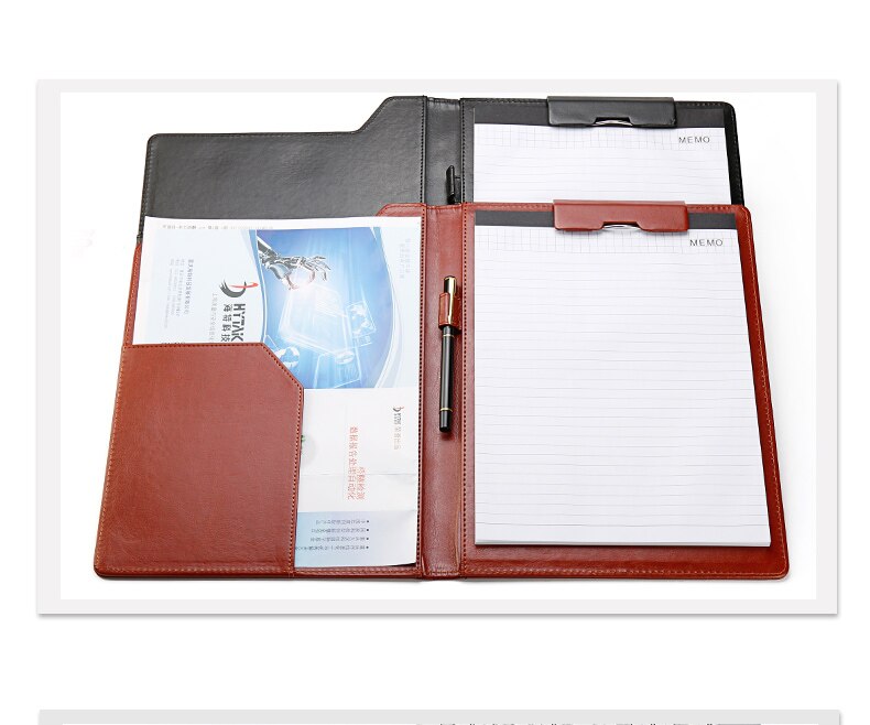 A4 Office Filing Organizer PU Leather Padfolio Portfolio Business Conference Folder Contracts Menus Folders Memo Pad Clip Holder