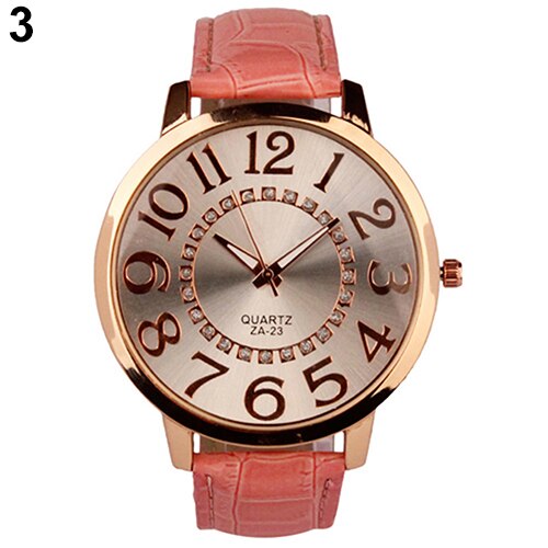 Men's Women's Roman Big Numerals Rhinestone Dial Faux Leather Quartz Analog Wrist Watch