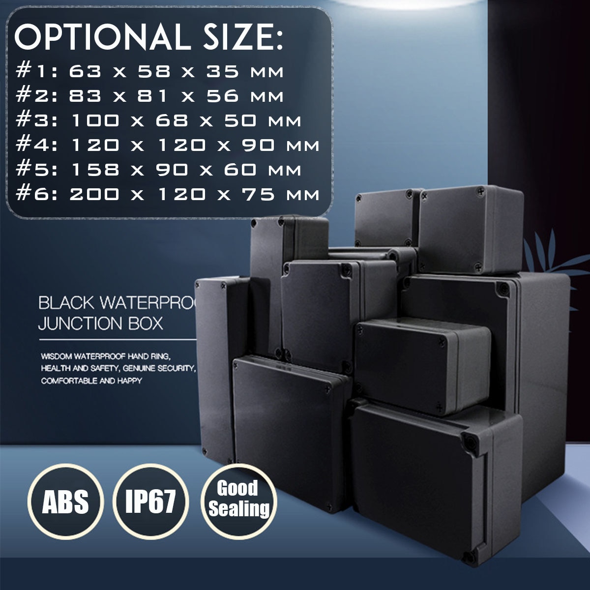 Waterproof Plastic Enclosure Box Electronic IP67 Waterproof Project Instrument Case Electrical Project Box ABS Outdoor Junction