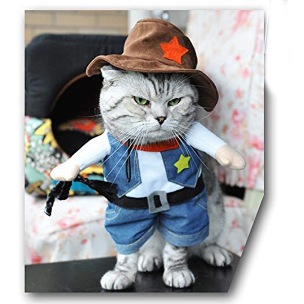 Nacoco cowboy hunddräkt med hatt hundkläder halloween kostymer för katt och liten hund