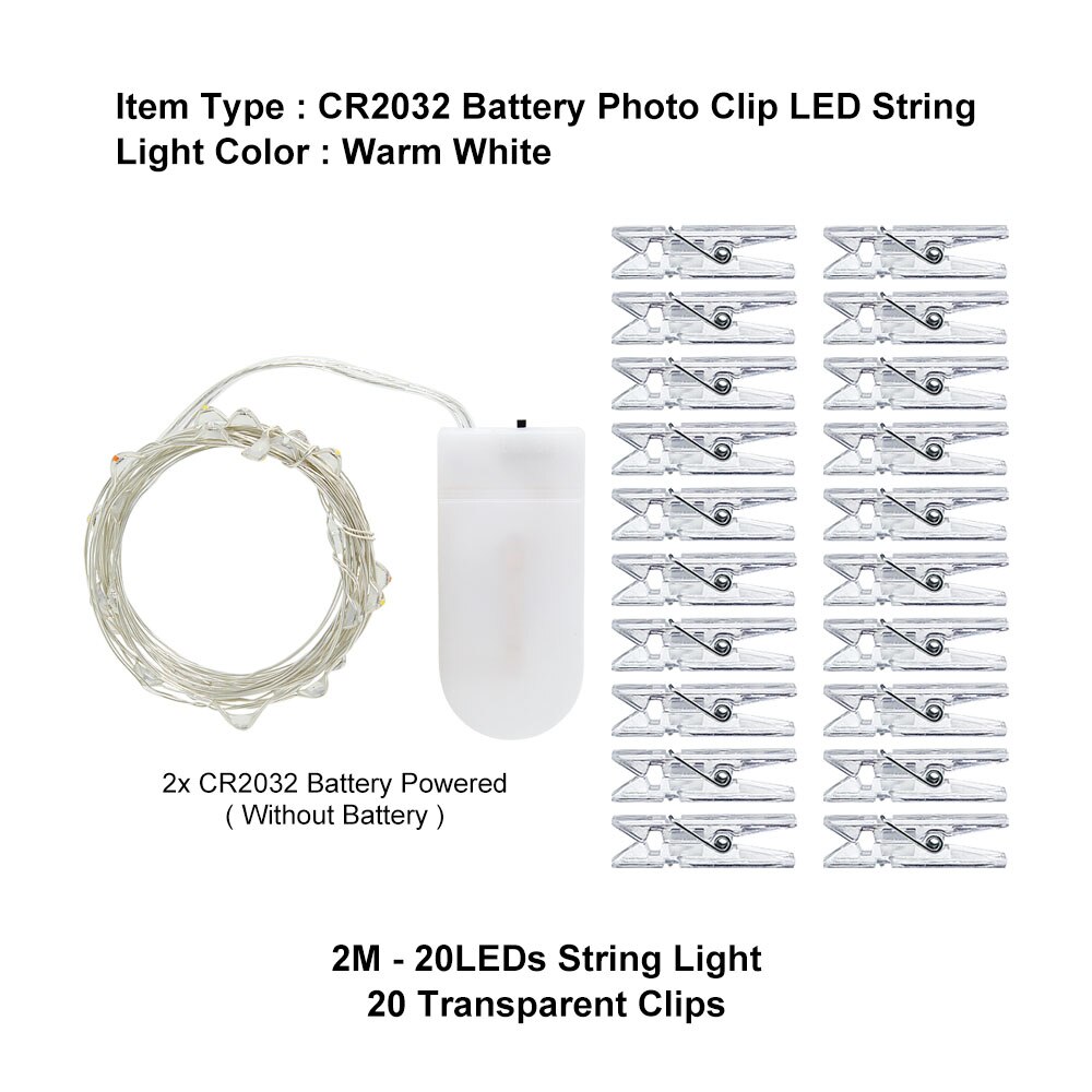 2m 5m 10m LED Garland Photo clip string lights powered by Battery USB fairy light Wedding Party lighting Home Decoration