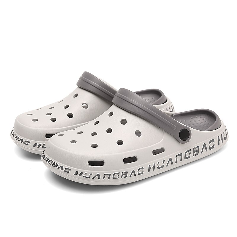 Sandals Men Crocse Shoes Crocks Rubber Clogs EVA Beach Sandals Garden Shoes Flat Sandals Slippers: white / 10