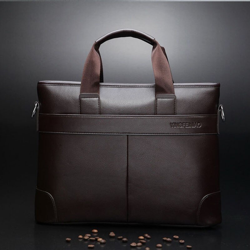 Aktetas handtas Mannen tas Pu Leer Hoge capaciteit Zakelijke Tas Casual Tassen Retro Travel Computer Laptop Eenvoudige Dot: brown