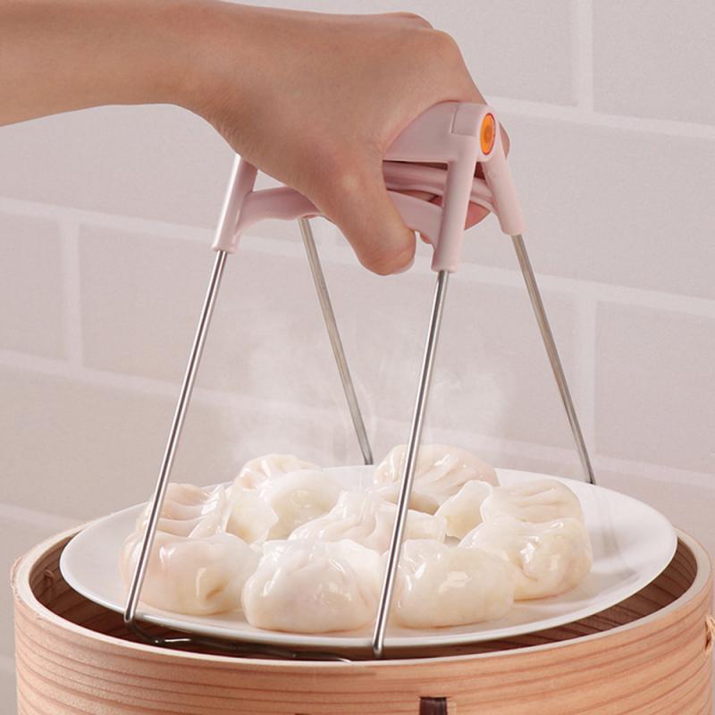 Pinza de aislamiento térmico plegable para Bol, soporte para olla, plancha de vapor, pinza para pinza, pinzas para cocina, rápida