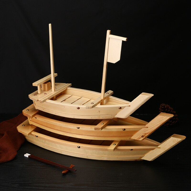 Barco de bambú para Sushi, plato de cocina japonesa y coreana Sashimi, vajilla de madera de bambú, utensilios de cocina ecológicos creativos