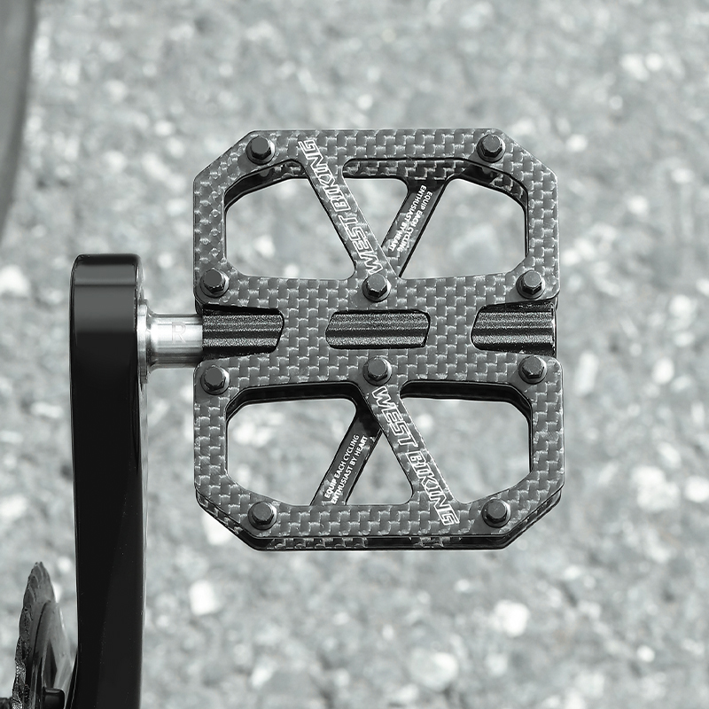 WEST BIKING Ultralight 3-lager fietspedaal T700 koolstofvezel MTB racefiets pedalen antislip plat pedaal fietsaccessoires