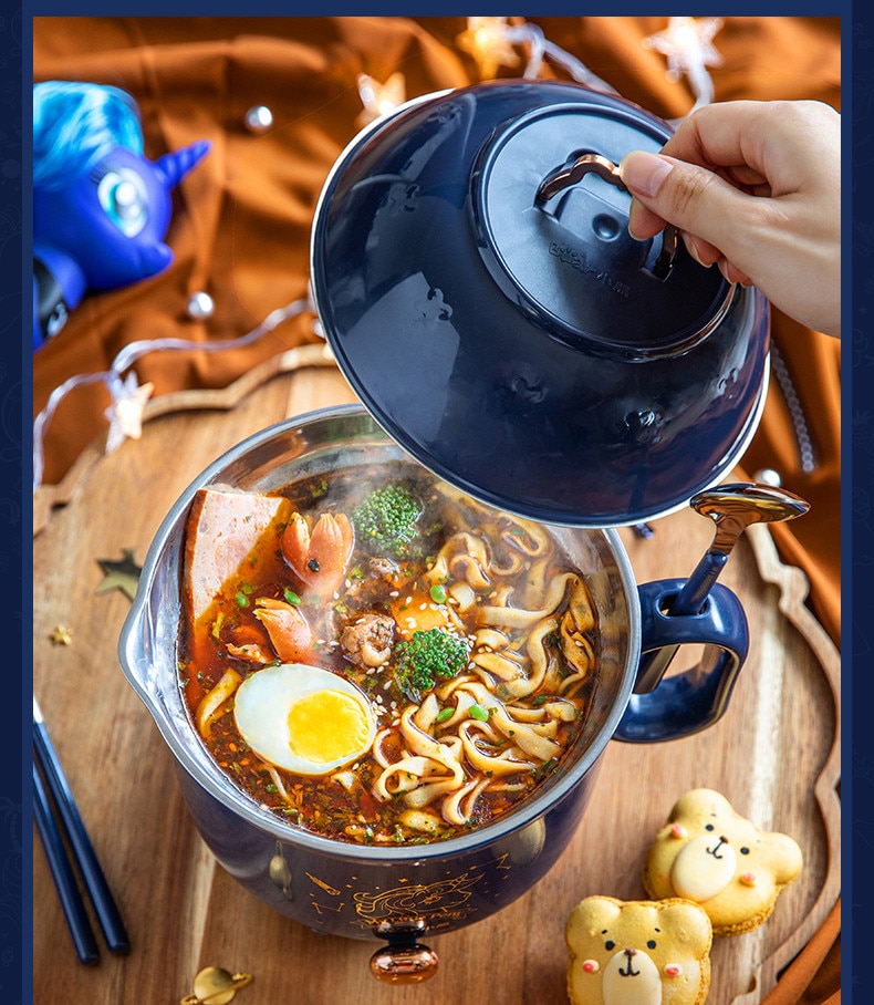 220V 1.2L Electric Rice Cooker Stainless Steel Inner Multifunctional Pot Mini Multi Cooker Hotpot Maker Cooking Pot