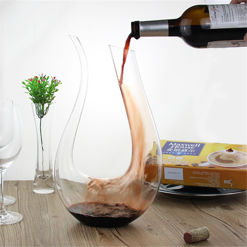 Wine Decanter 1.2L Bar Glass Dispenser Oblique U-shape Wine Decanter Wineglass Cocktail Shaker Set Vodka Dispenser Cocktail