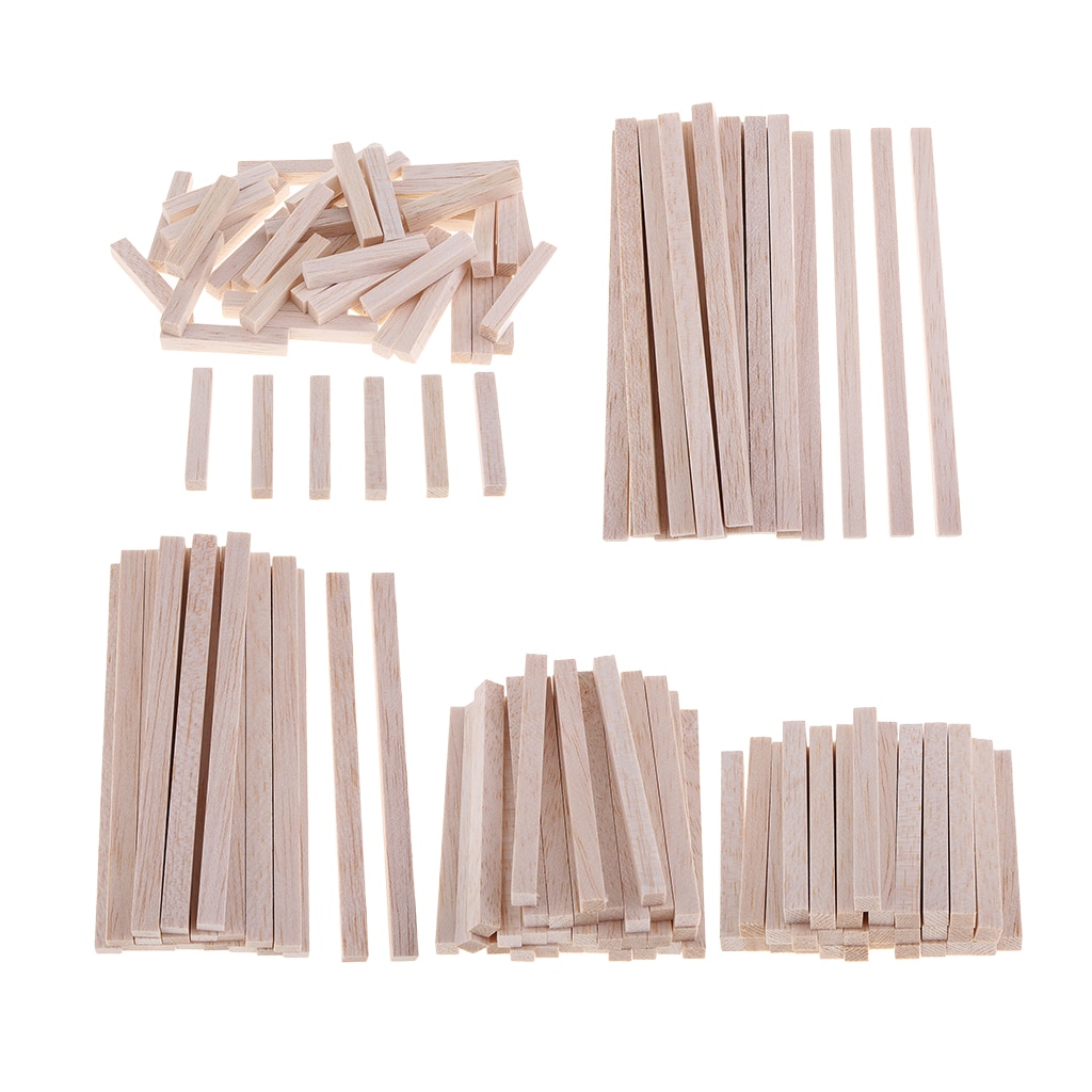 Bâton de Balsa carré inachevé, bloc de tige en bois pour enfants, fabrication d&#39;ornements artisanaux DIY 50/80/100/130/150mm