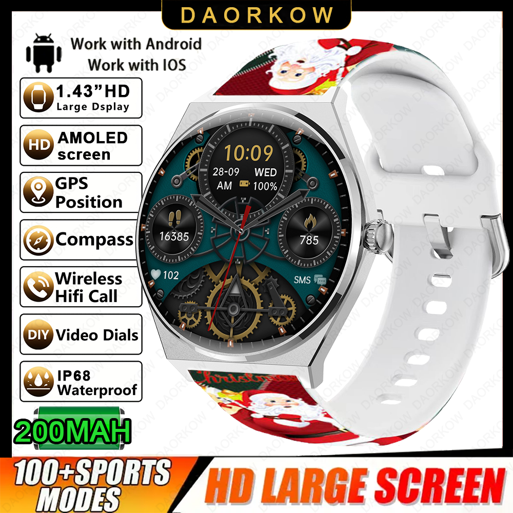 2026 Ultra Sottile Astuto Della Vigilanza Degli Uomini AMOLED 466*466 HD Pixel Display Always Show Time Bluetooth Chiamata di Promemoria Smartwatch Impermeabile: BIANCO